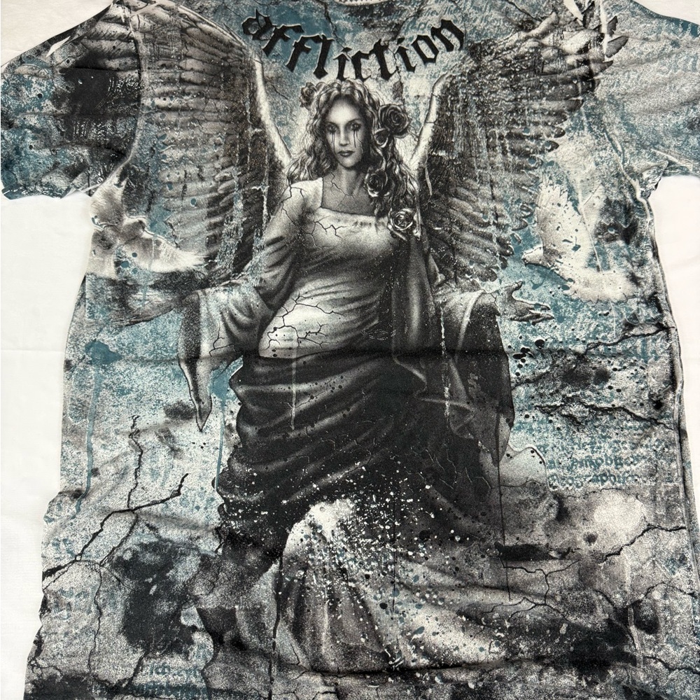 Affliction Blue and Black Angel T-Shirt